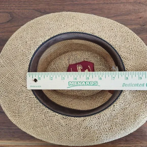 Borsalino Vintage Panama Hat Woven Brown Fedora Made in Italy Size Large - Picture 10 of 10
